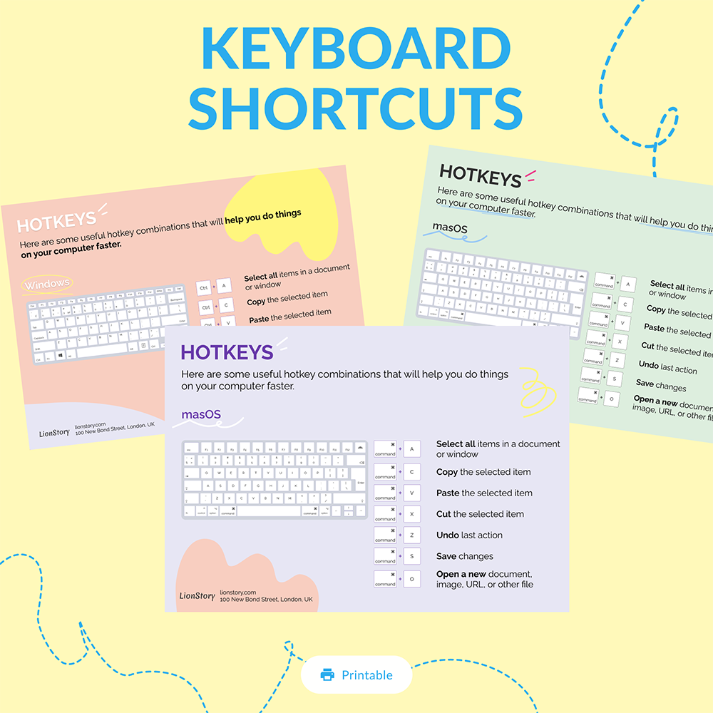 Keyboard shortcuts for kids